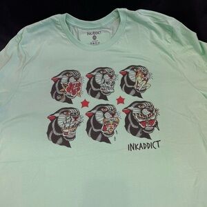 Ink Addict Tiger Tattoo Graphic Tee Mint Green